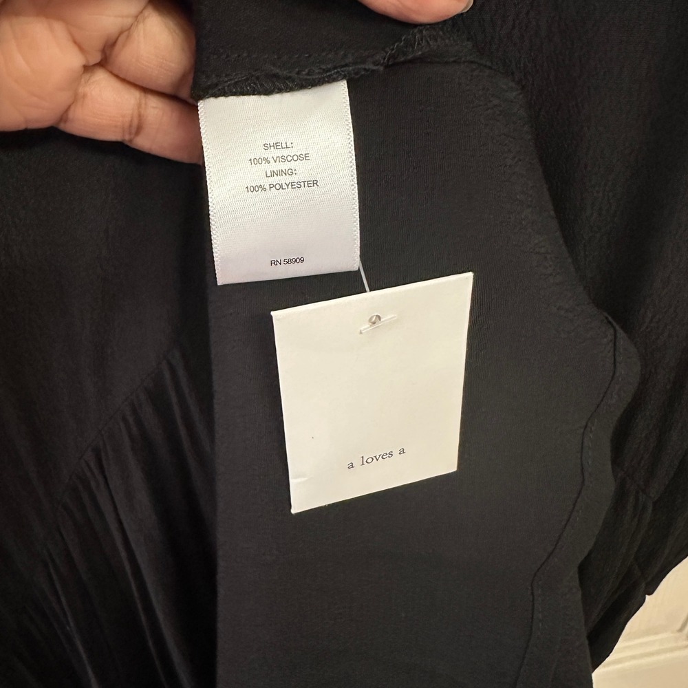 A Loves A Button Down Cuff Sleeve Tiered Waistless Midi Shirt Dress Size M Black - Picture 11 of 11